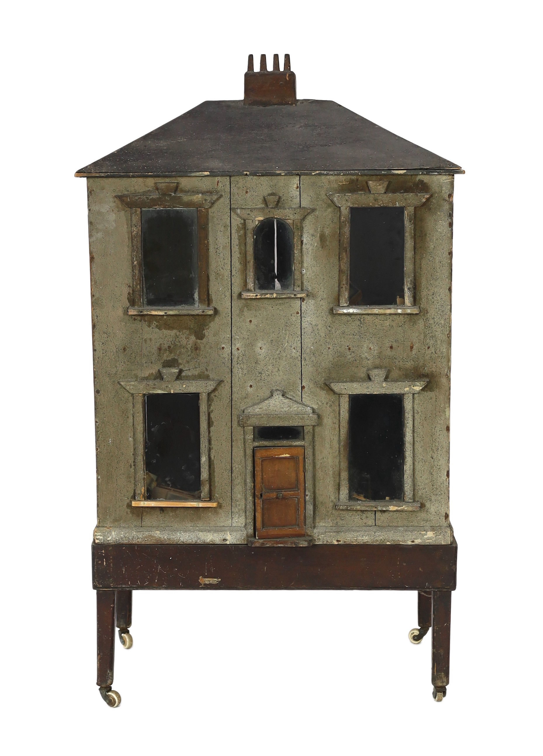 'Dunster House': A back-opening furnished dolls’ house, mid 19th century, 122cm high